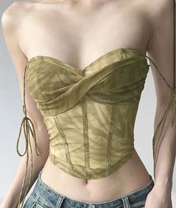 Newme Abstract Green Corset Top