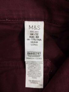 Marks And Spencer Crimson Maroon Long Pant Trouser