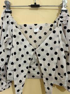 SSS Front Tie Polka Dot Crop Top