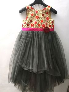 Black Balloon Frock Embroidered, Flared
