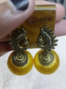 Jhumka Earrings Yellow