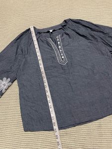 Charcoal Chambray Embroidered TunicTor