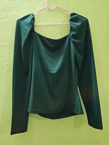 Green Ruched Long Sleeve Top