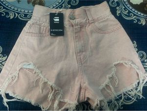 G-Star Raw Distressed Pink Denim Shorts