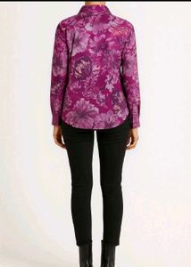 Floral Print Button-Up Shirt For Women