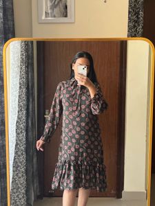 Floral Print Ruffle Hem Dress