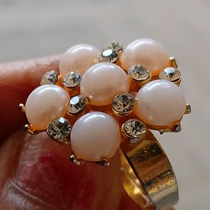 Gold Plated Stylish Traditional Pearl Finger Ring
