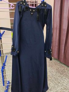 Elegant Navy Blue Embellished Abaya