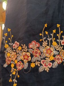 Embroidered Blue Top with jacket and bottom