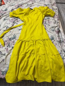Yellow Ruffle Sleeve Maxi Dress