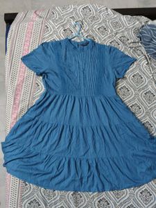 Blue Tiered Mini Dress