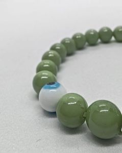 Green Evil Eye And Marble Coloured Bracelet Combo