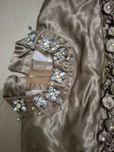 Elegant Gold Pleated Dress For Girls