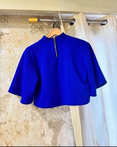 Elegant Blue Crop Top, Bust-32/30