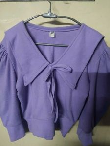 Cute Purple Top with Bow Detail