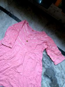 Pink Kurti with Silver Accents