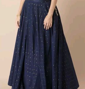 Elegant Blue Ethnic Skirt With Packet