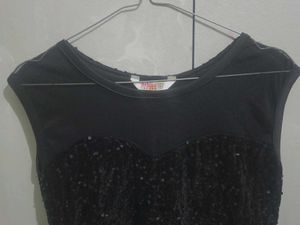 Black Sequin &amp; Tulle Party Dress