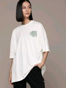 Women Typography Printed Oversized T-shirt