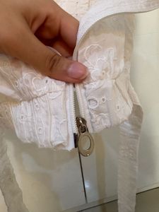 White Eyelet Tie Crop Top