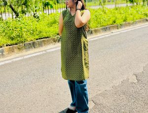 Green Patterned Kurti/Tunic