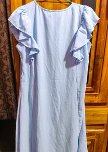 Elegant Blue Ruffle Sleeve Top