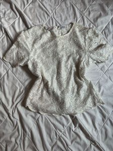 Y2K Beaded White Top