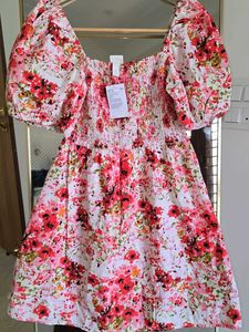 Floral Smocked Mini Flared Dress