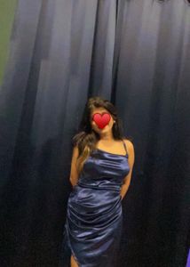 Blue Satin Slip Dress