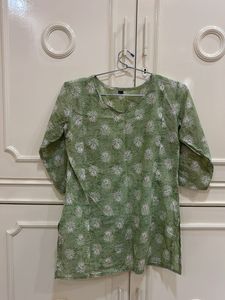 Green Printed Kurta