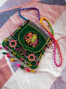 Handmade Embroidered Elephant Purse