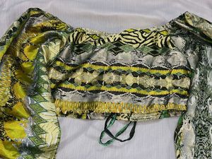 Green Patterned Crop Top