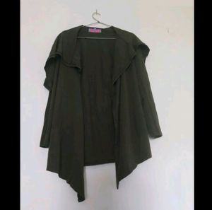 olive green long draped shrug