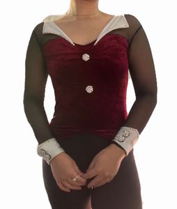 Burgundy Velvet Long Sleeve Top
