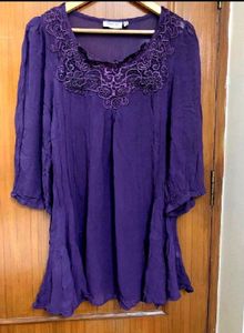 Purple Embroidered Tunic Top