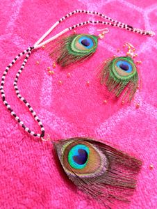 🦚Real Peacock Feathers Jewelry Set🍁🎀