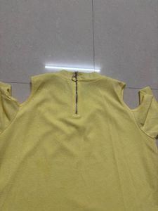 “Honey By Pantaloons” Yelloe Cold Shoulder Top