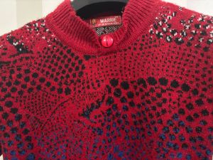 Red Patterned Knit Sweater