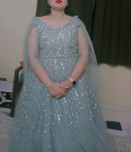 Elegant Aqua Embellished Gown