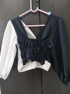Stylish Crop Black And White Top