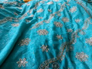 Green Heavy Beautiful Bead Work Woman Saree
