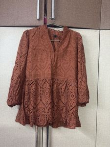 Brown Embroidered Top