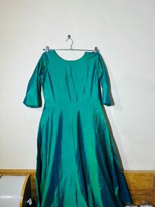 Churidar Fluorescent Green Gown with Floral Detail