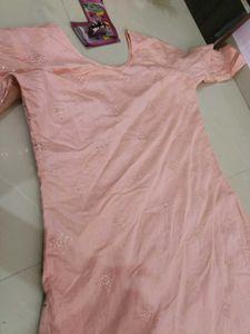 Pink Kurta Set With Freebies