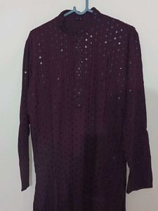Maroon Lakhnavi Embroidery Kurta