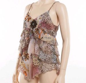 Animal Print Ruffle Layered Cami Top