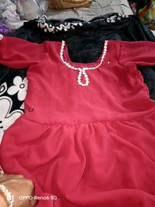 Gajri Colour Beautiful Lace Detailing Naira Kurta