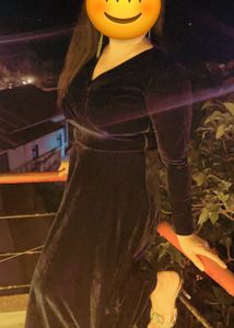 Elegant Navy Blue  Velvet Maxi Dress