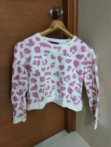 Pink Cheetah Print Cropped Sweatshirt