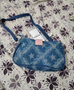 Savana Denim Studded Shoulder Bag